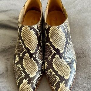 Madewell Beige and Black Snake-Print ankle bootie.  EUC